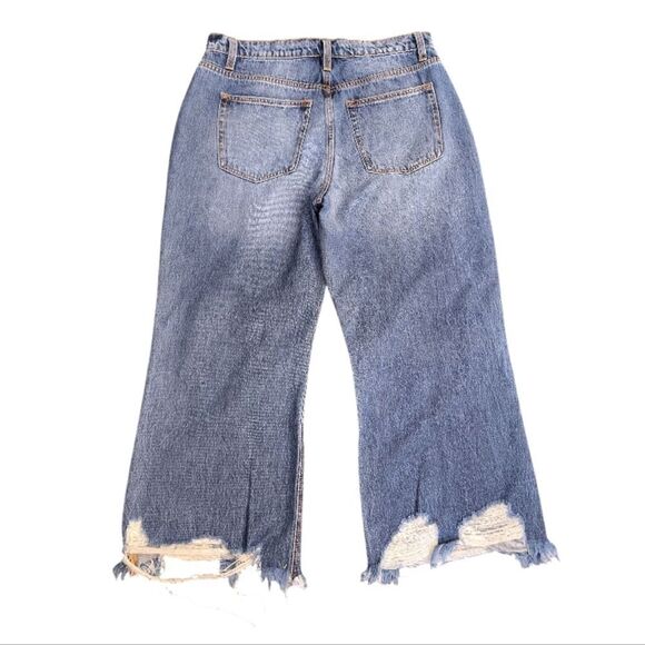 CEROS Blue Heavily Distressed High Rise Straight Leg Cropped Jeans Size 31 - Picture 7 of 11